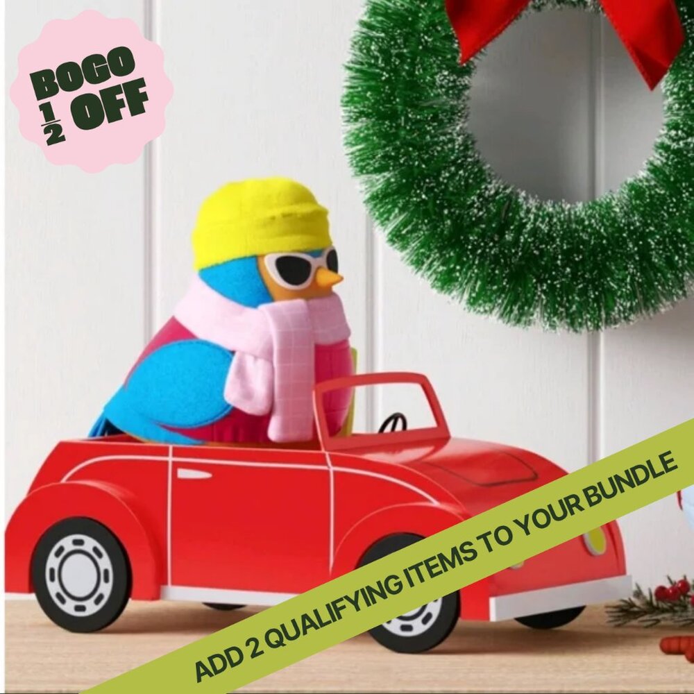🎄🚗NIB Featherly Friends Wood Convertible Car Christmas 2024 Wondershop Red🚗🎄